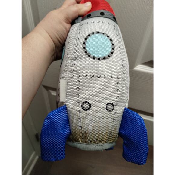 Frisco by Chewy Ballistic Nylon Plush Squeaky Crinkle Fins Rocket Ship Dog Toy - Picture 2 of 5